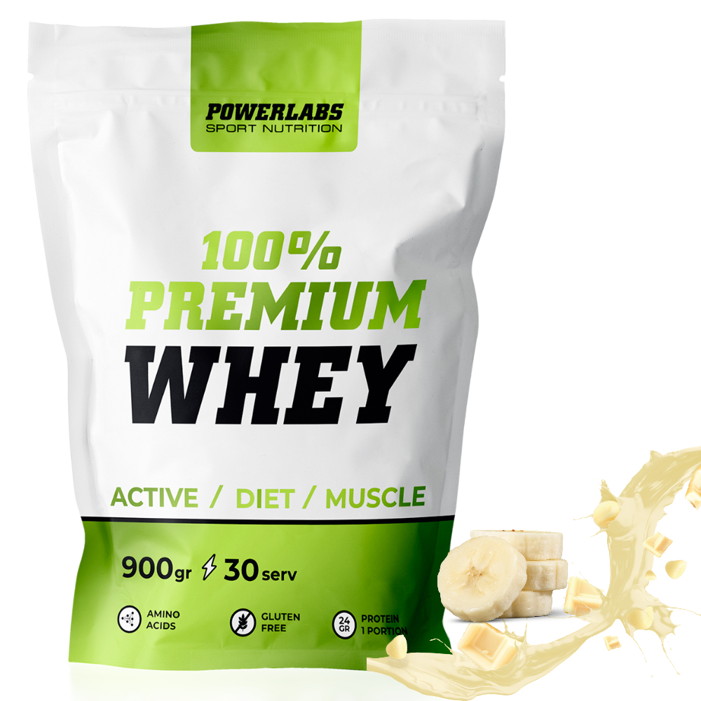 Протеин PowerLabs Premium Whey Сывороточный протеин 900 g Банан (пакет)